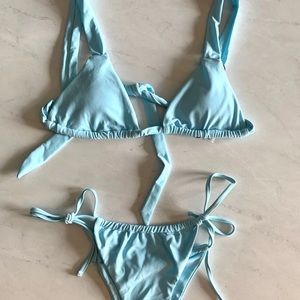 NWT Light Blue Tie String Bikini (M)